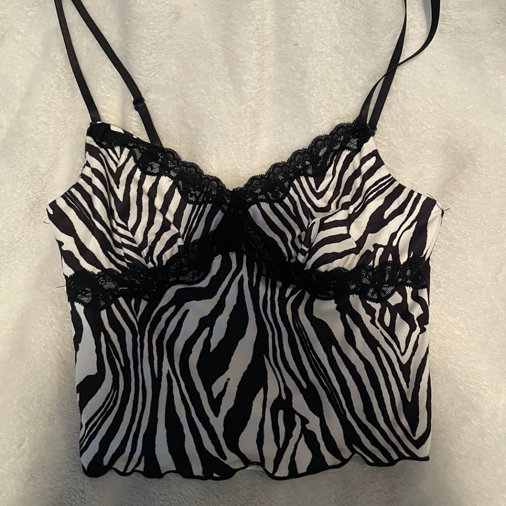 Zebra printed tank top lined with lace size S